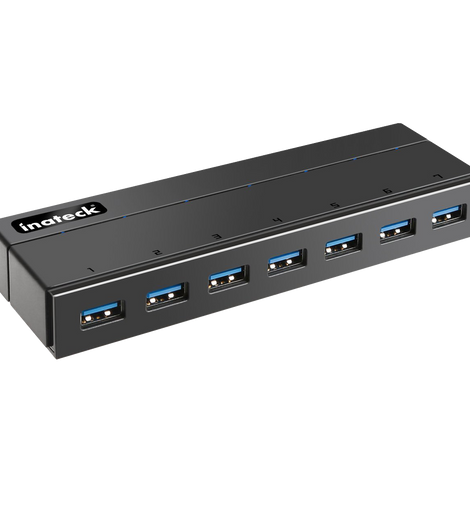 Inateck 7-Port USB 3.0 Hub with 12V 3A Power Adapter and 7 BC 1.2 Charging Ports